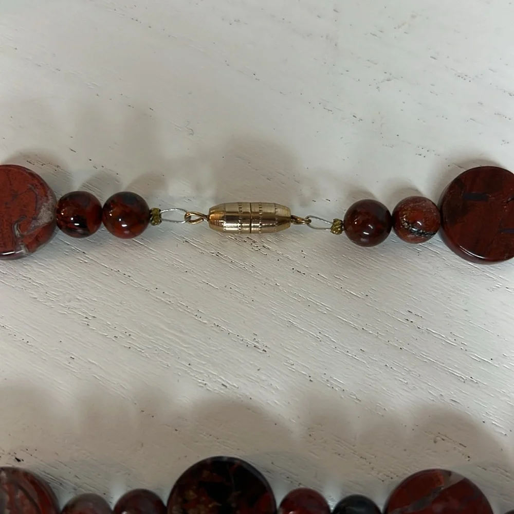 Abalone Tribal Bohemian Beads Necklace Orange and Red beads